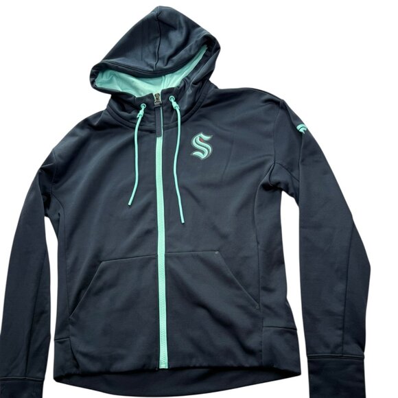 Seattle Kraken Hockey Dark Blue Hoodie Size Women's Medium. FANATICS Authentic - Picture 1 of 13